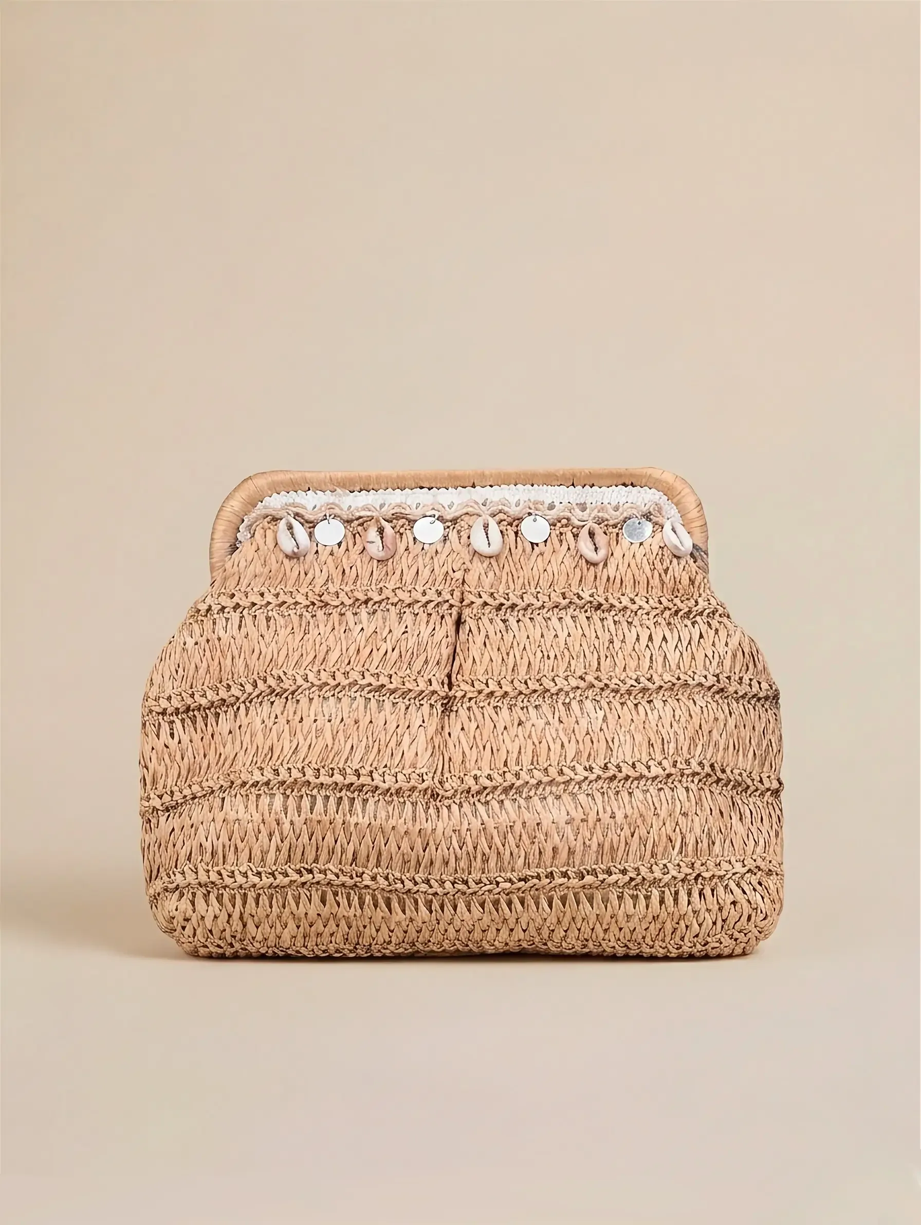 Bolso Clutch Fibra Natural Conchas
