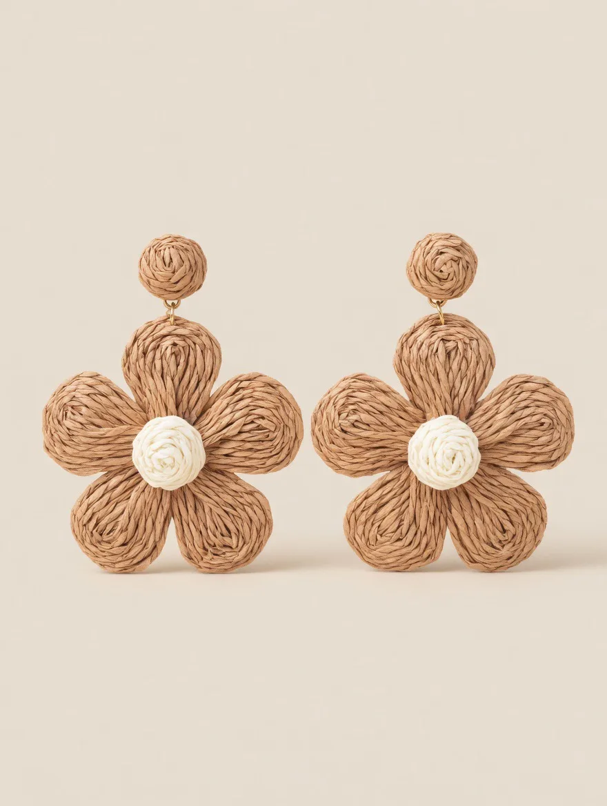 Pendientes Flor Rafia